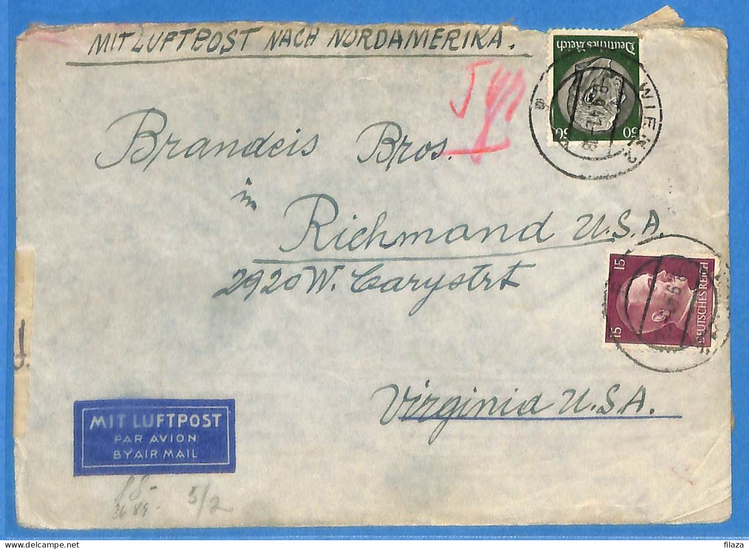 Allemagne Reich 1941 - Lettre Par Avion Avec Censure De Wien Aux USA - G33475 - Briefe U. Dokumente