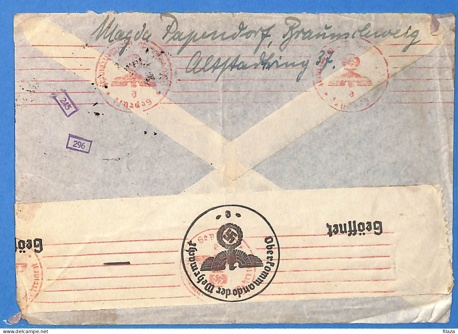 Allemagne Reich 1941 - Lettre Par Avion Avec Censure De Braunschweig Aux USA - G33478 - Briefe U. Dokumente