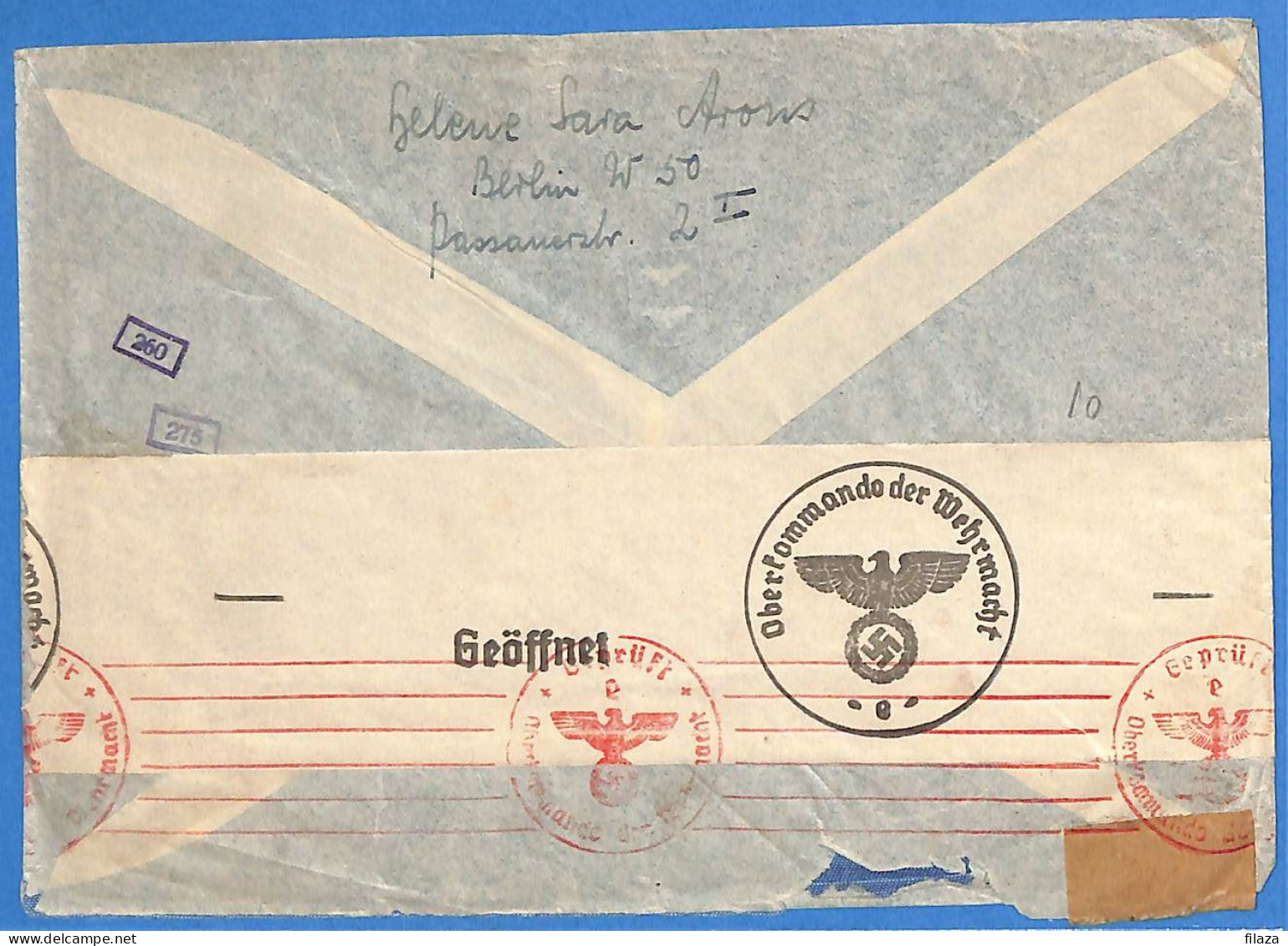 Allemagne Reich 1941 - Lettre Par Avion Avec Censure De Berlin Aux USA - G33477 - Briefe U. Dokumente