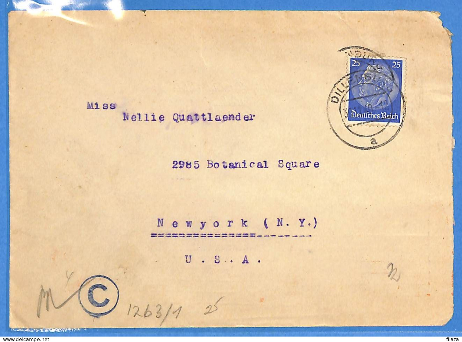 Allemagne Reich 1940 - Lettre Avec Censure De Dillenburg Aux USA - G33469 - Briefe U. Dokumente