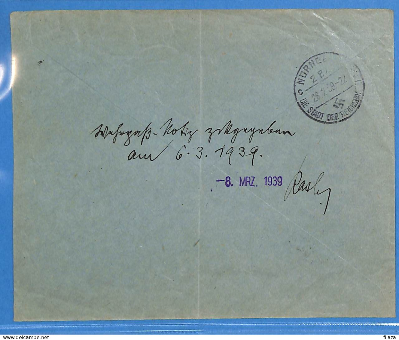 Allemagne Reich 1939 - Lettre Einschreiben De Nurnberg - G33453 - Briefe U. Dokumente