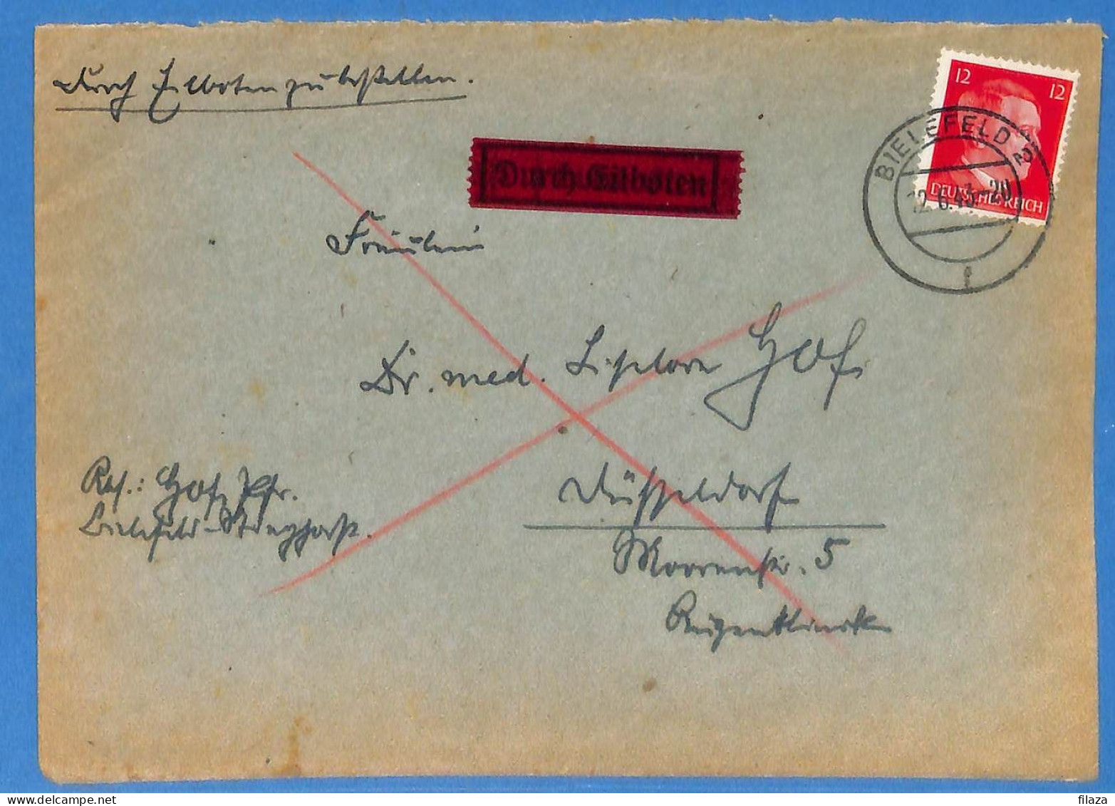 Allemagne Reich 1943 - Lettre Durch Eilboten De Bielefeld - G33452 - Covers & Documents