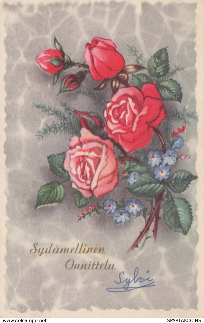 FLOWERS Vintage Postcard CPA #PKE509.GB - Fleurs