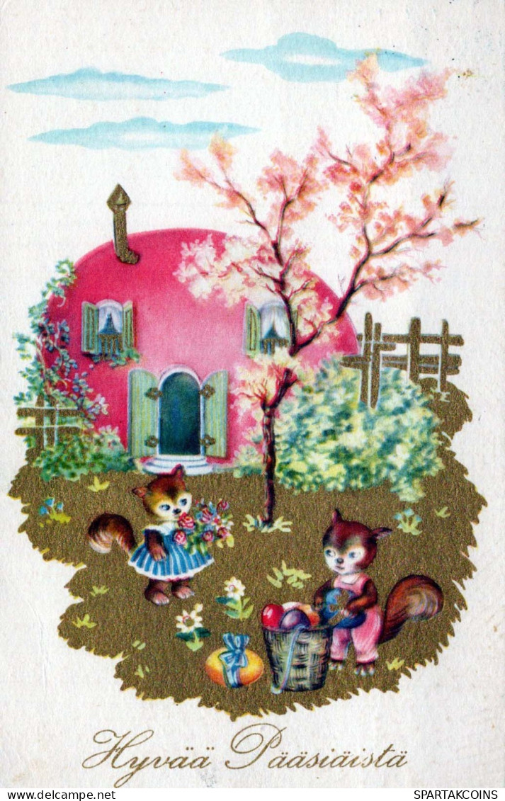 EASTER SQUIRREL Vintage Postcard CPA #PKE190.GB - Easter