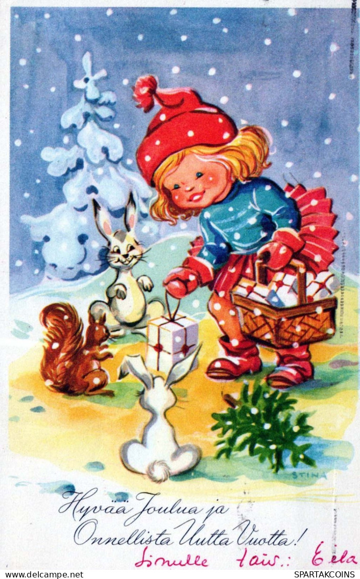 Happy New Year Christmas CHILDREN Vintage Postcard CPSMPF #PKD616.GB - Neujahr