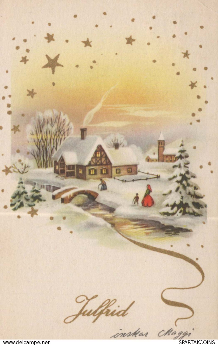 Happy New Year Christmas CHURCH Vintage Postcard CPSMPF #PKD553.GB - Nouvel An