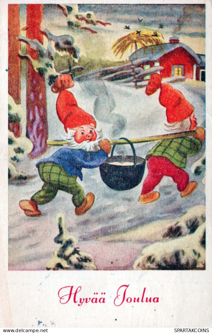 Happy New Year Christmas GNOME Vintage Postcard CPSMPF #PKD243.GB - Neujahr