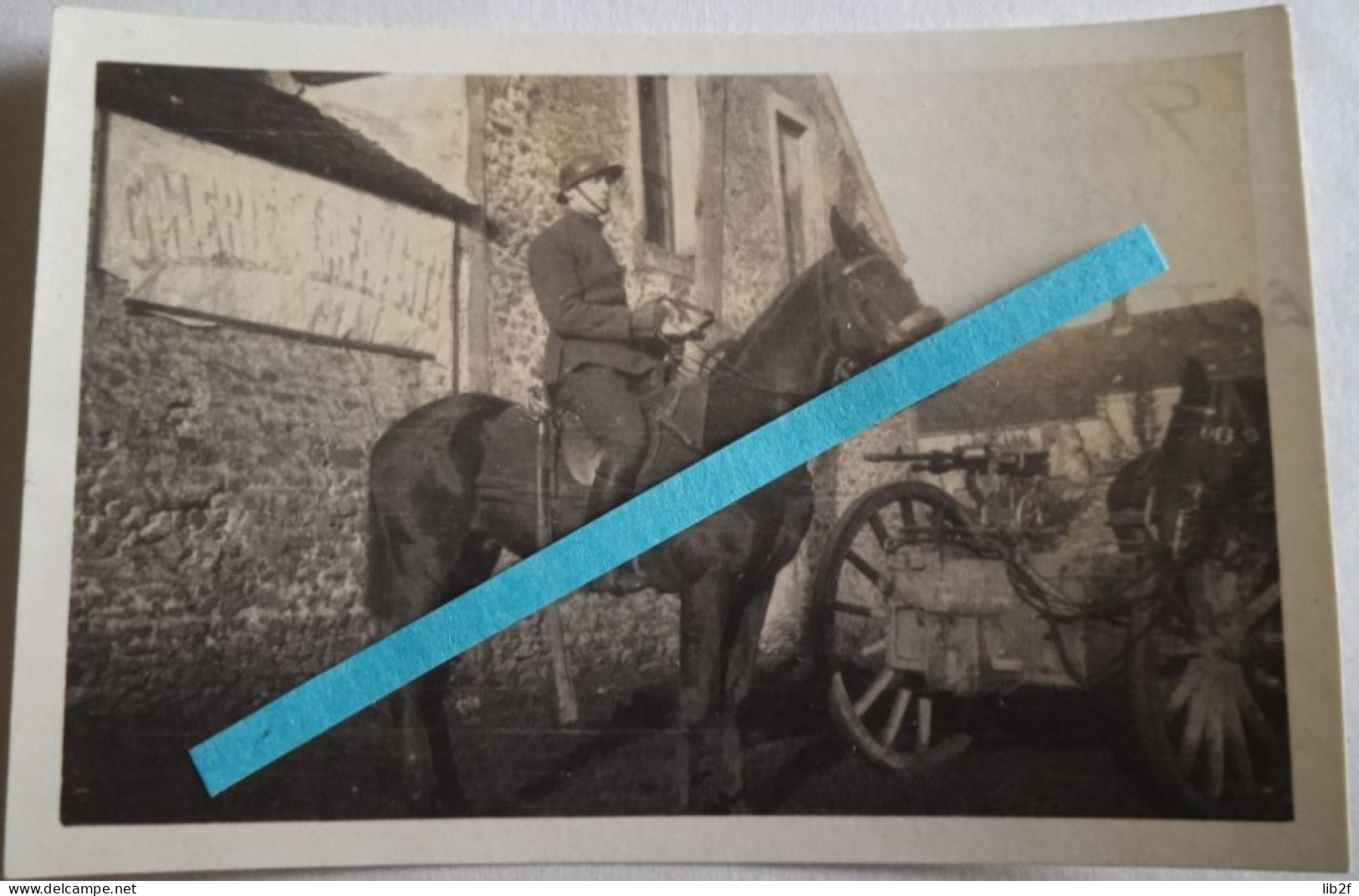 1919 Rambouillet Vieille église école Cavalerie Voiture Porte Mitrailleuse Hotchkiss Cavaliers Ww1 Poilu 14 18 Photo - Guerre, Militaire