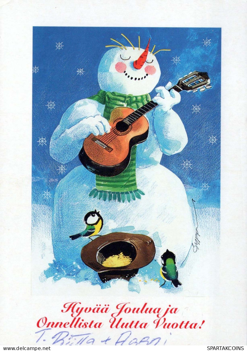 Happy New Year Christmas SNOWMAN Vintage Postcard CPSM #PBM550.GB - Nouvel An