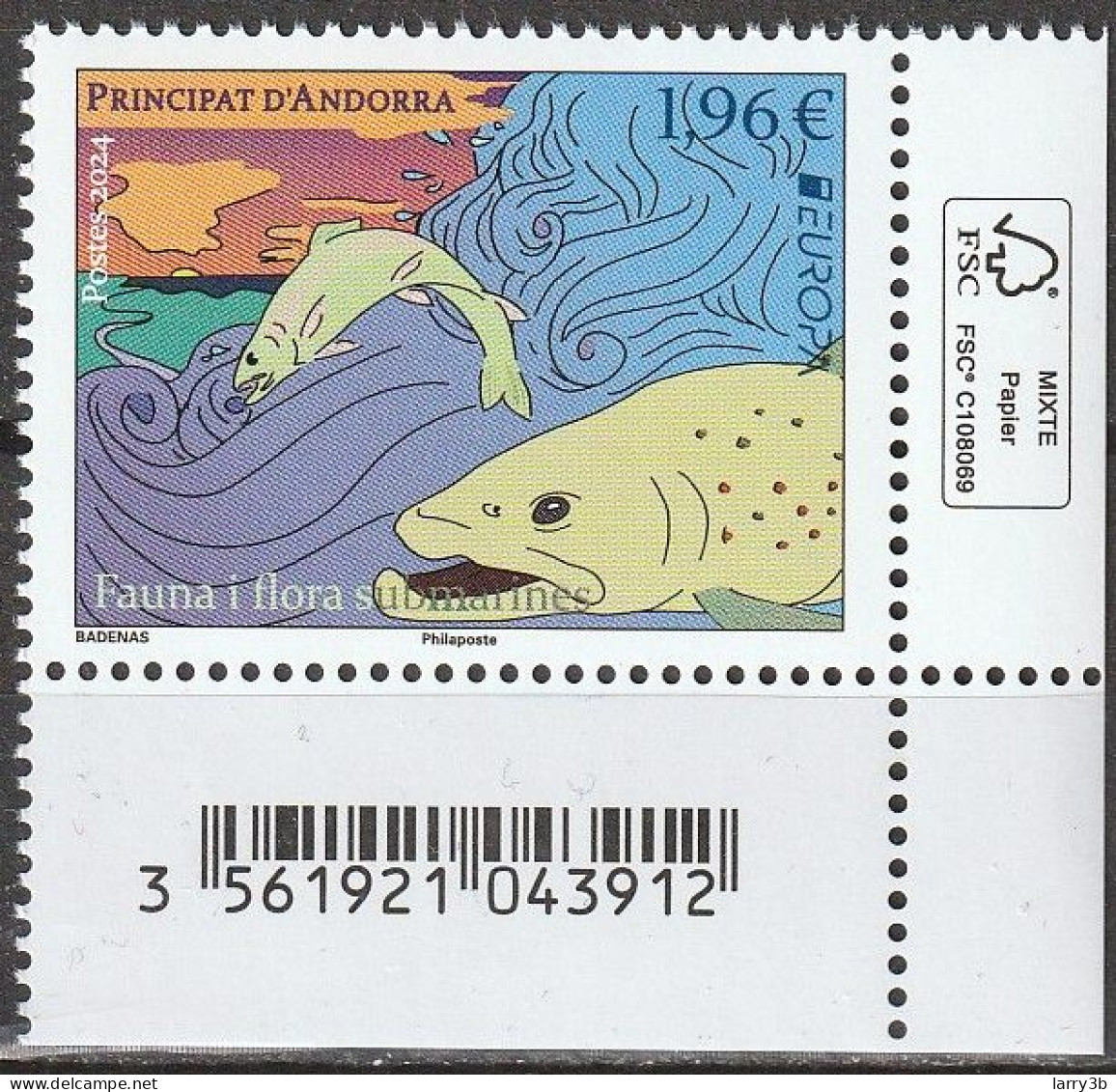 2024 - ANDORRE FRANCAIS - ANDORRA - EUROPA - CEPT - "FAUNE SOUS-MARINE - BDF ISSU FEUILLET - NEUF ** MNH - 2024