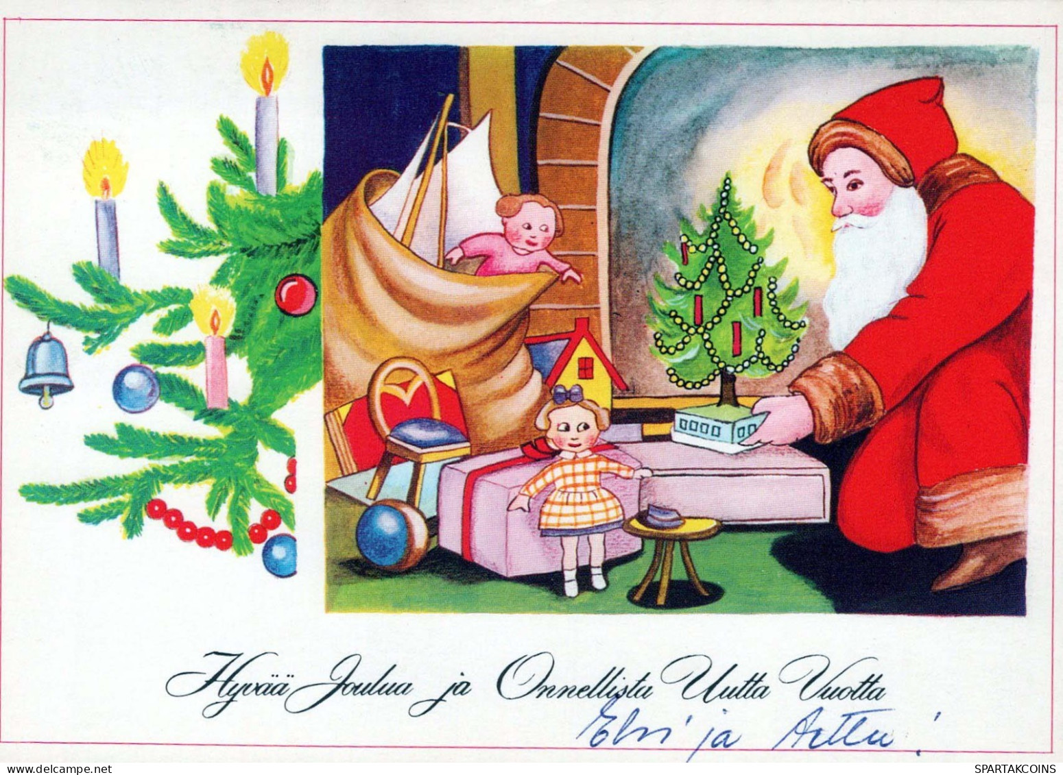 SANTA CLAUS Happy New Year Christmas Vintage Postcard CPSM #PBB065.GB - Santa Claus