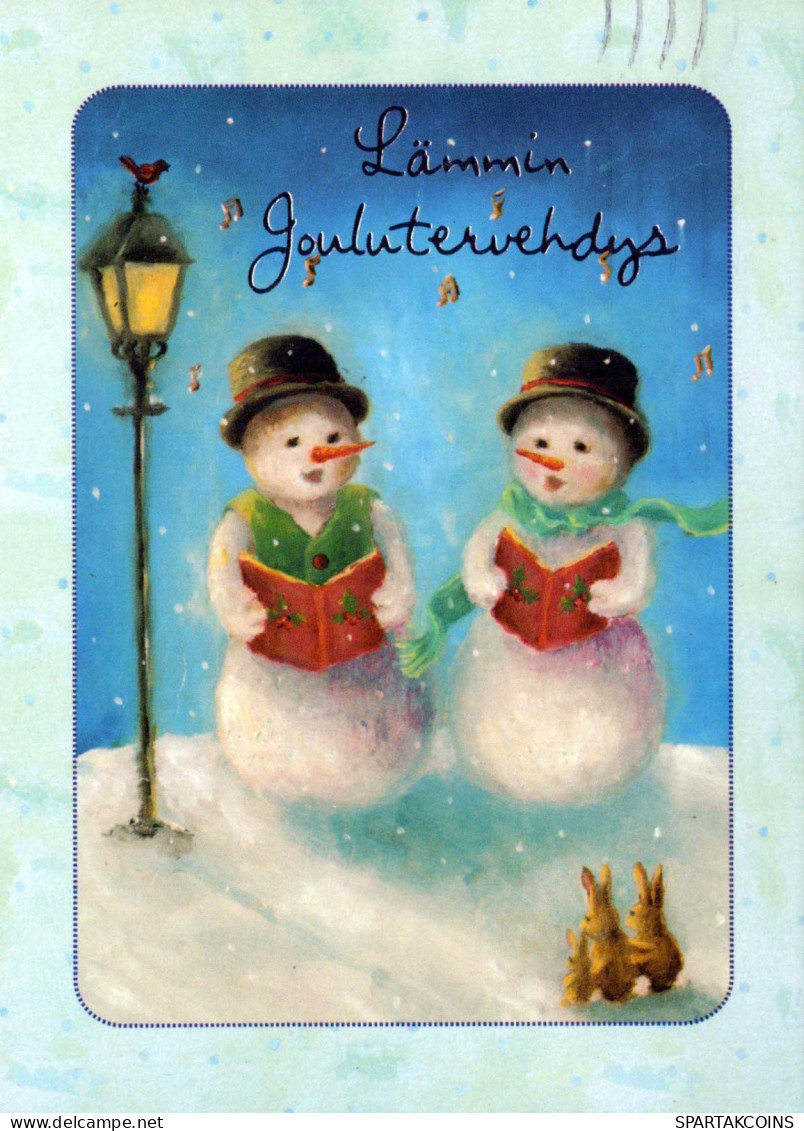 Happy New Year Christmas SNOWMAN Vintage Postcard CPSM #PAZ805.GB - Nouvel An