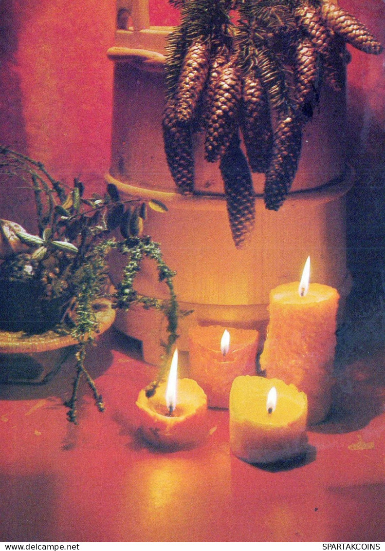 Happy New Year Christmas CANDLE Vintage Postcard CPSM #PAV888.GB - Nouvel An