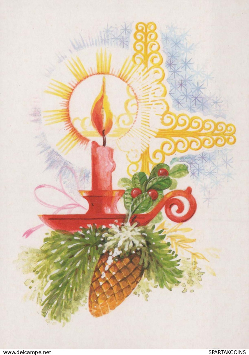 Happy New Year Christmas CANDLE Vintage Postcard CPSM #PAV584.GB - Nouvel An