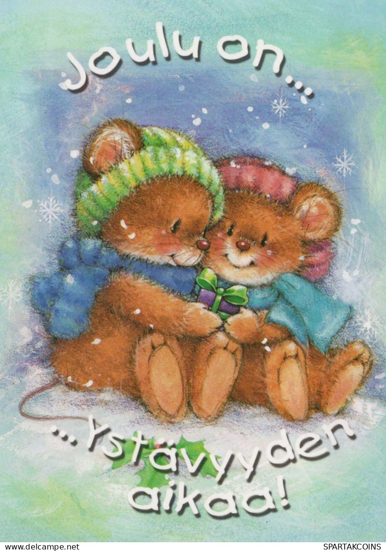 Happy New Year Christmas TEDDY BEAR Vintage Postcard CPSM #PAU886.GB - Nouvel An