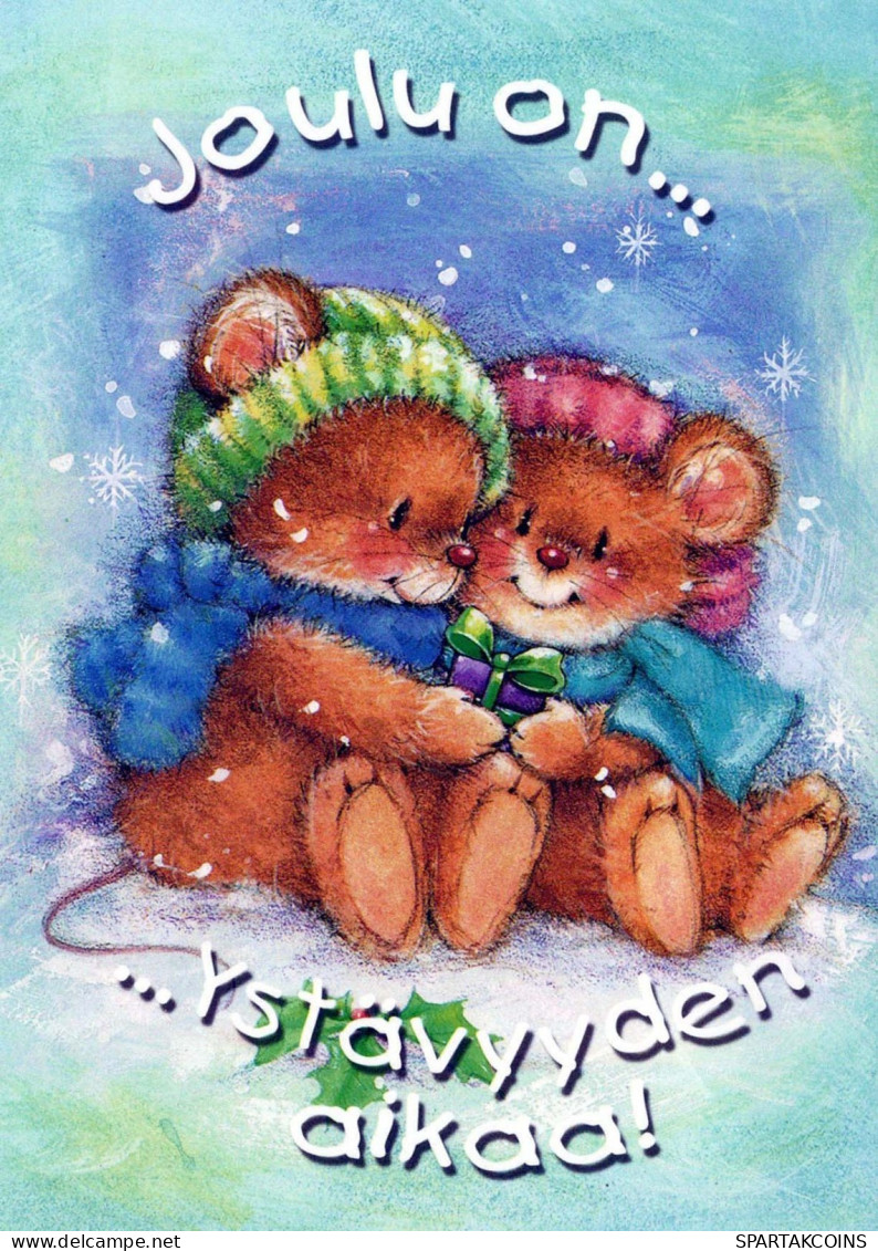 Happy New Year Christmas TEDDY BEAR Vintage Postcard CPSM #PAU886.GB - Nouvel An