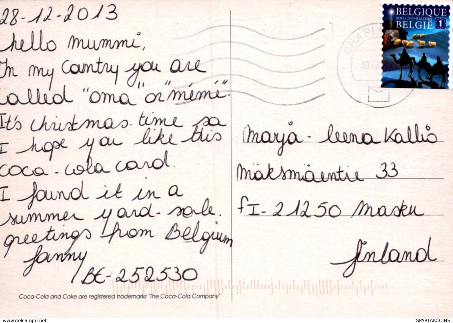 SANTA CLAUS Happy New Year Christmas COCA COLA Vintage Postcard CPSM #PAU617.GB - Santa Claus