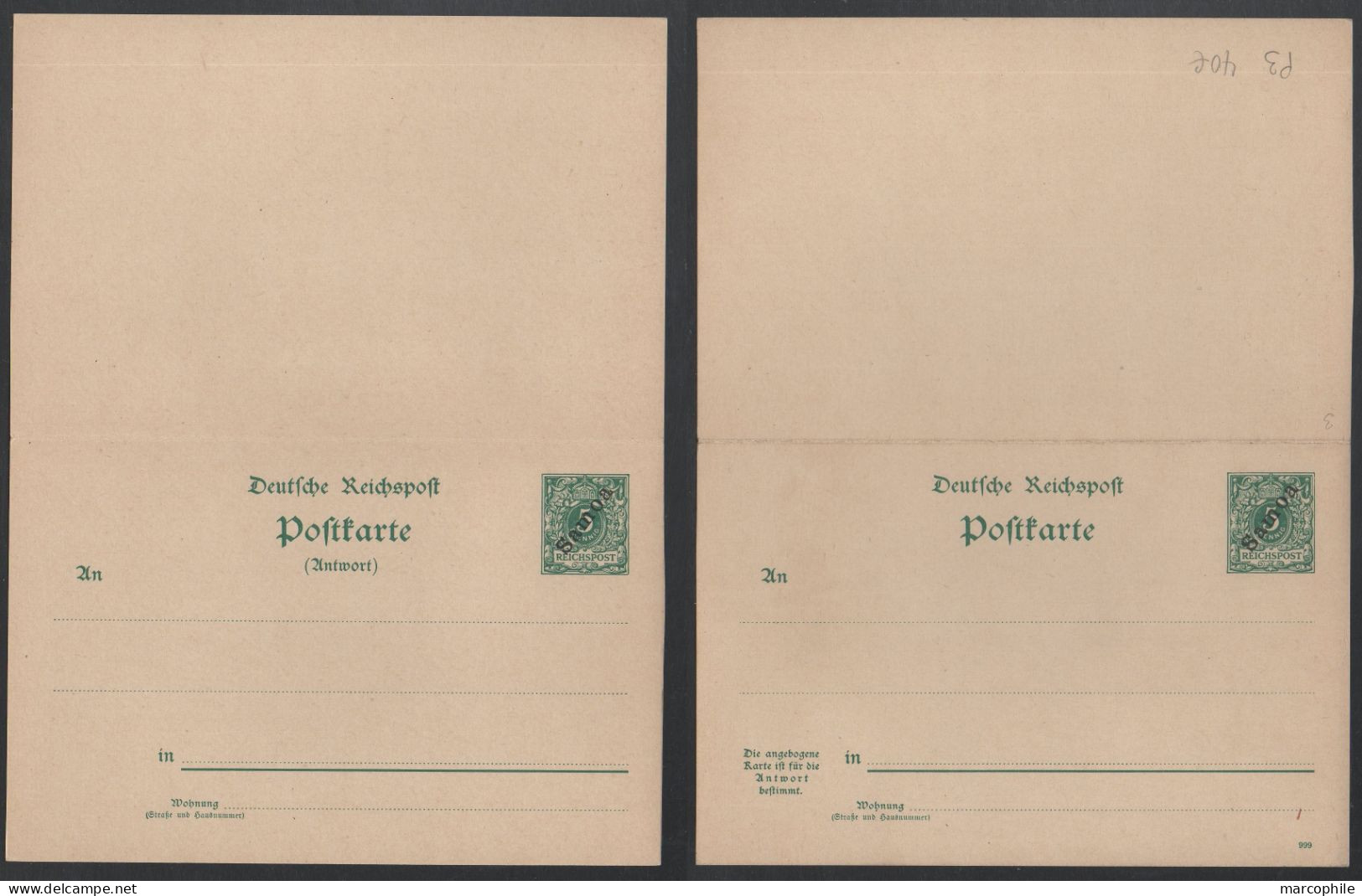 SAMOA / 1900 # P3 DOPPEL GSK MIT DRUCKDATUM OHNE BUCHSTABE - ENTIER POSTAL DOUBLE AVEC DATE / KW 40.00 EURO - Samoa