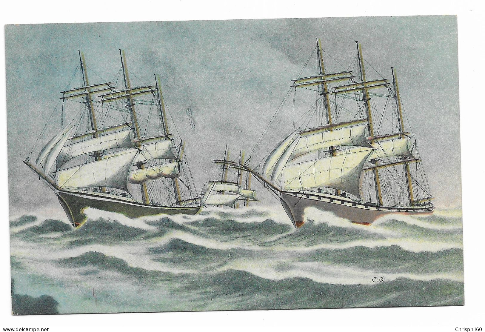 CPA RARE - En Mer - Convoi De Voiliers Dans La Tempête - TBE - Edit. Artaud Et Nozais - - Sailing Vessels