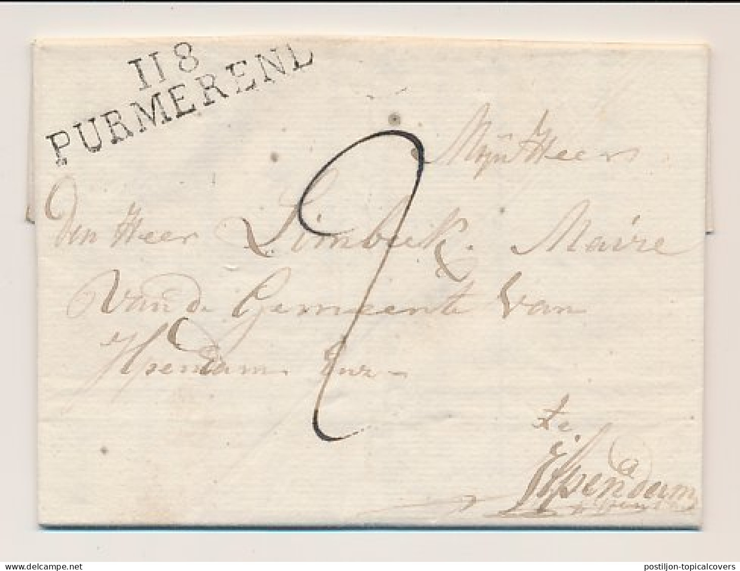 118 PURMEREND - Ilpendam 1813 - Lakzegel - ...-1852 Préphilatélie