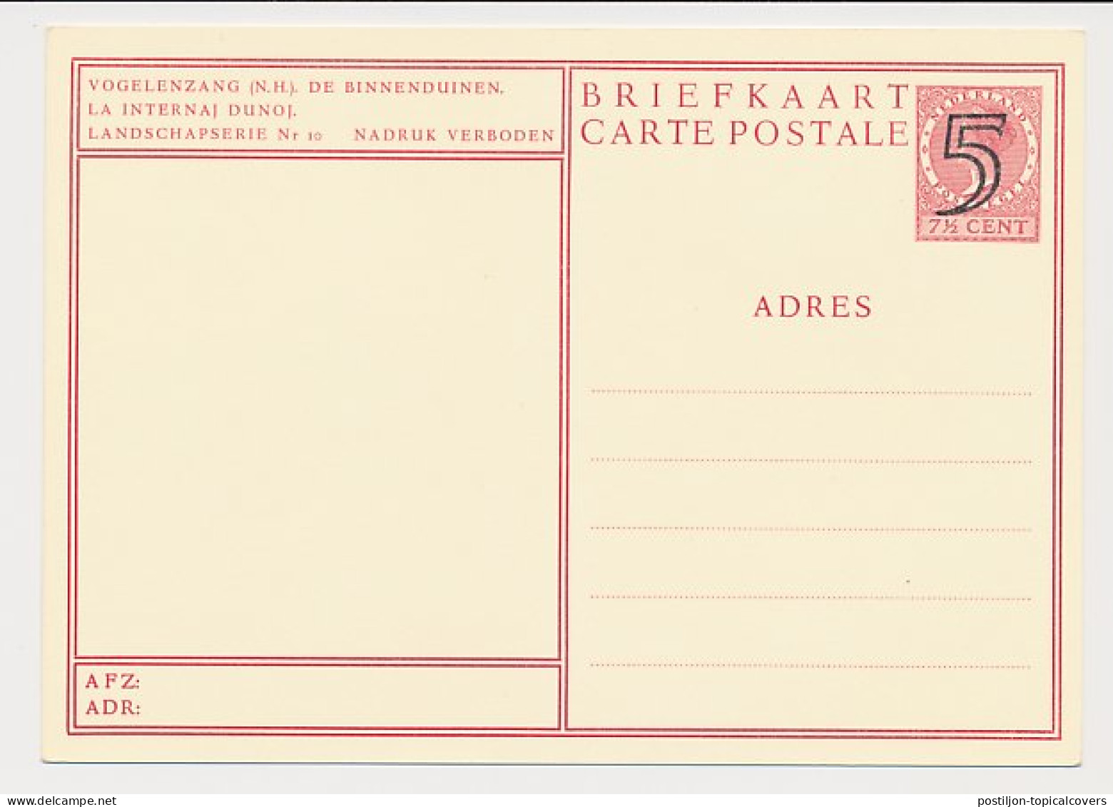 Briefkaart G. 287 J - Vogelenzang - Material Postal