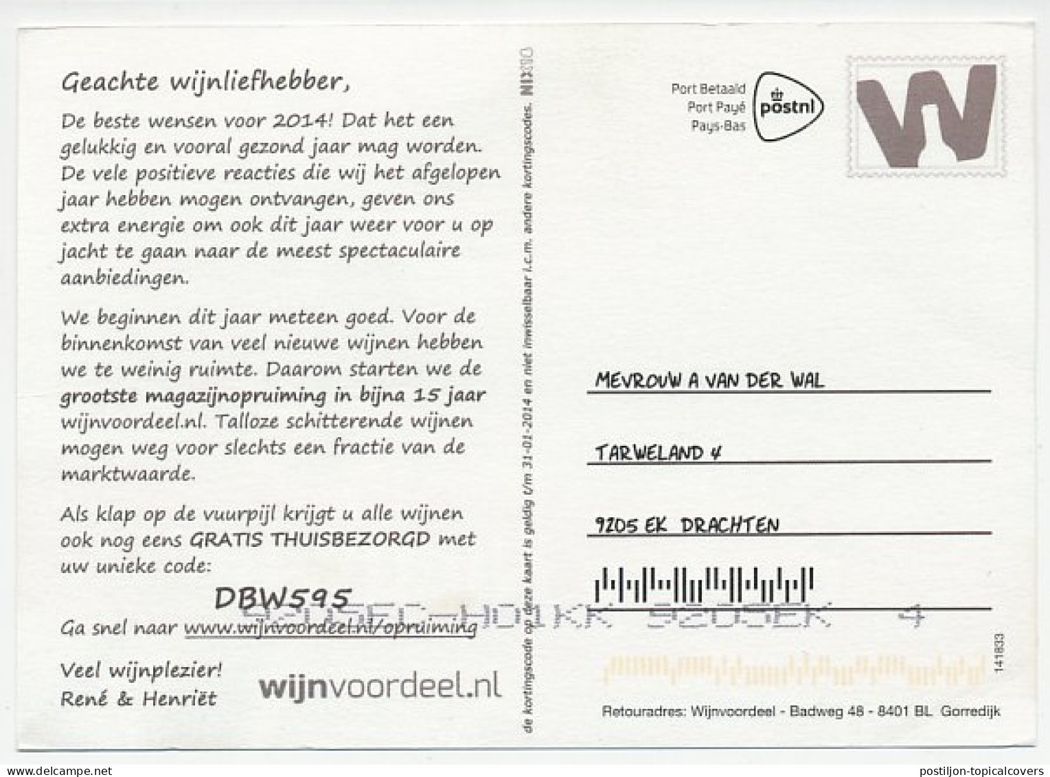 Attentie Zegel ( Voorgedrukt ) - Wijnvoordeel.nl - Autres & Non Classés