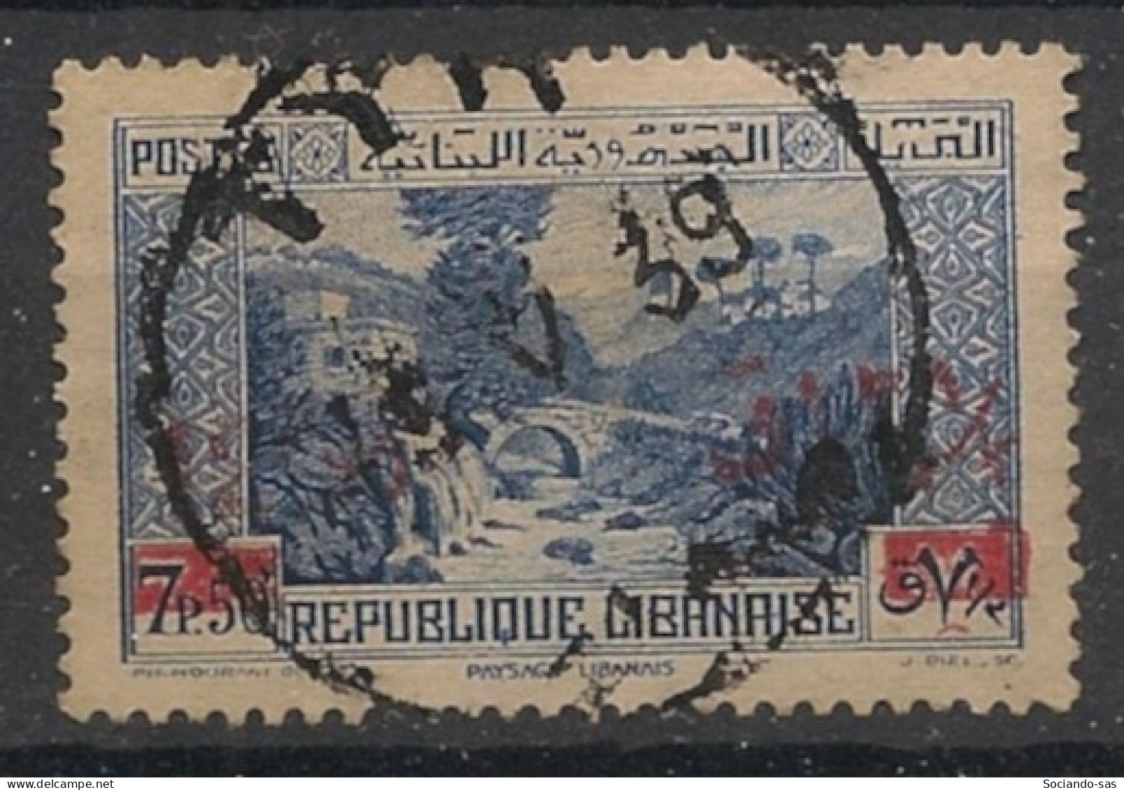 GRAND LIBAN - 1938-42 - N°YT. 162 - 12pi50 Sur 7pi50 Bleu - Oblitéré / Used - Gebraucht