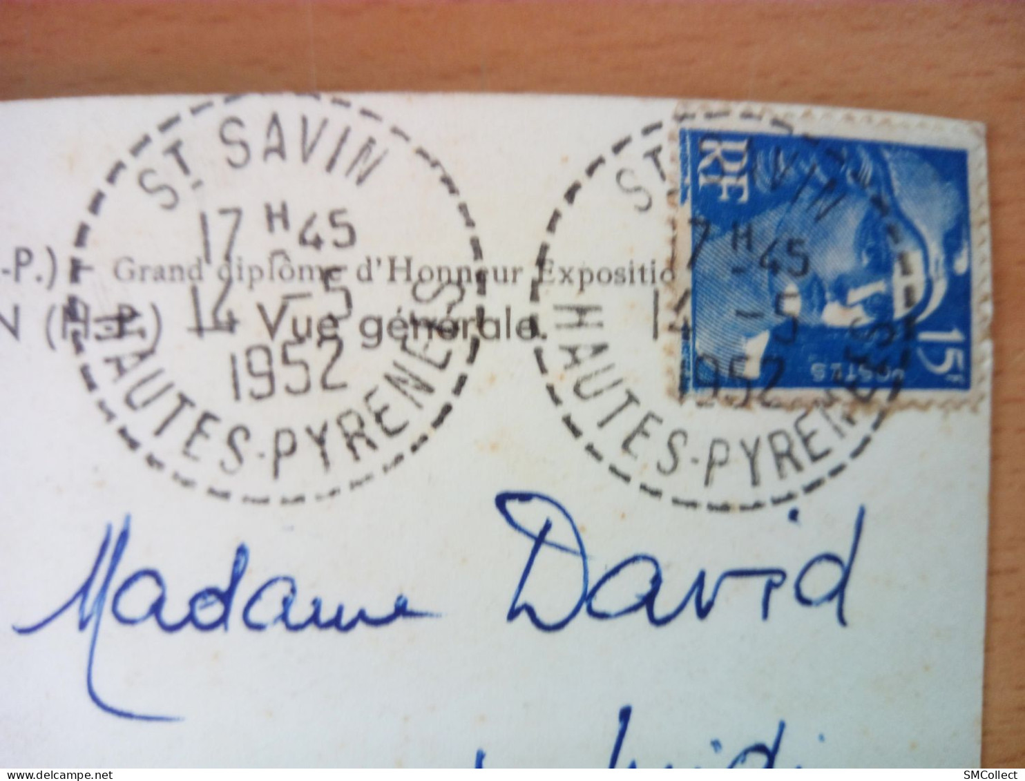 Timbre à Date Type B7 Du Bureau De Distribution De Saint Savin, Sur Marianne De Gandon 15 Francs Bleu (A17p49) - Handstempels