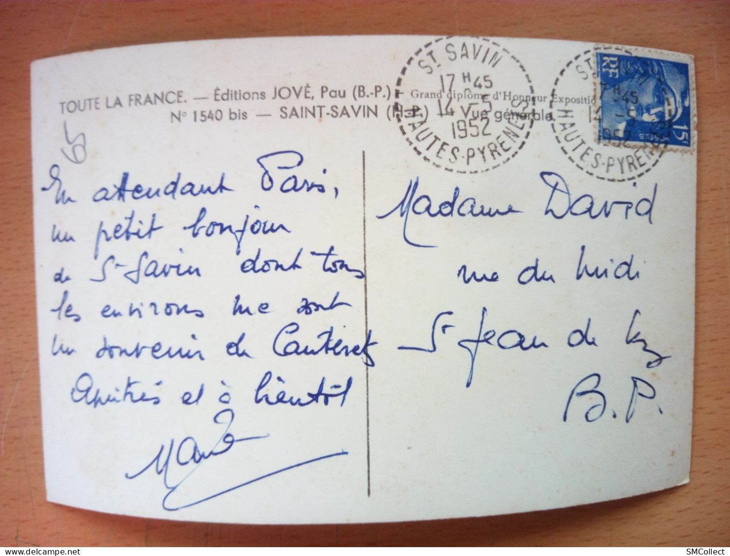 Timbre à Date Type B7 Du Bureau De Distribution De Saint Savin, Sur Marianne De Gandon 15 Francs Bleu (A17p49) - Cachets Manuels