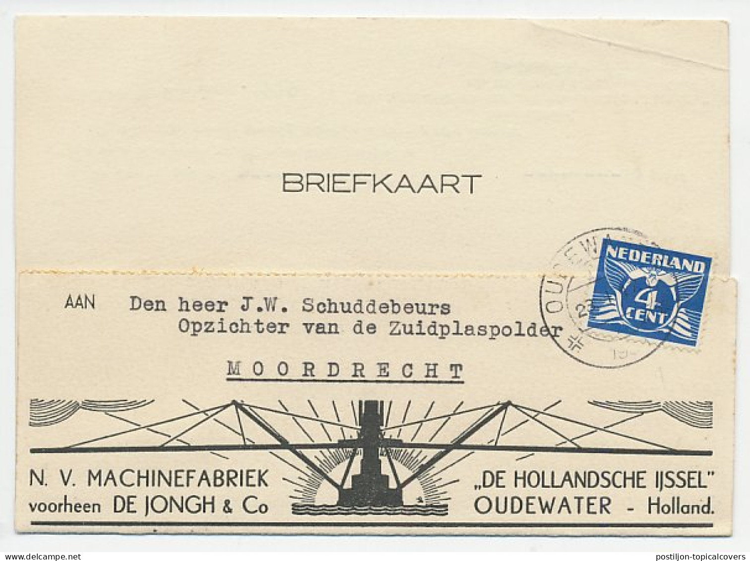 Firma Briefkaart Oudewater 1939 - Machinefabriek - Sin Clasificación