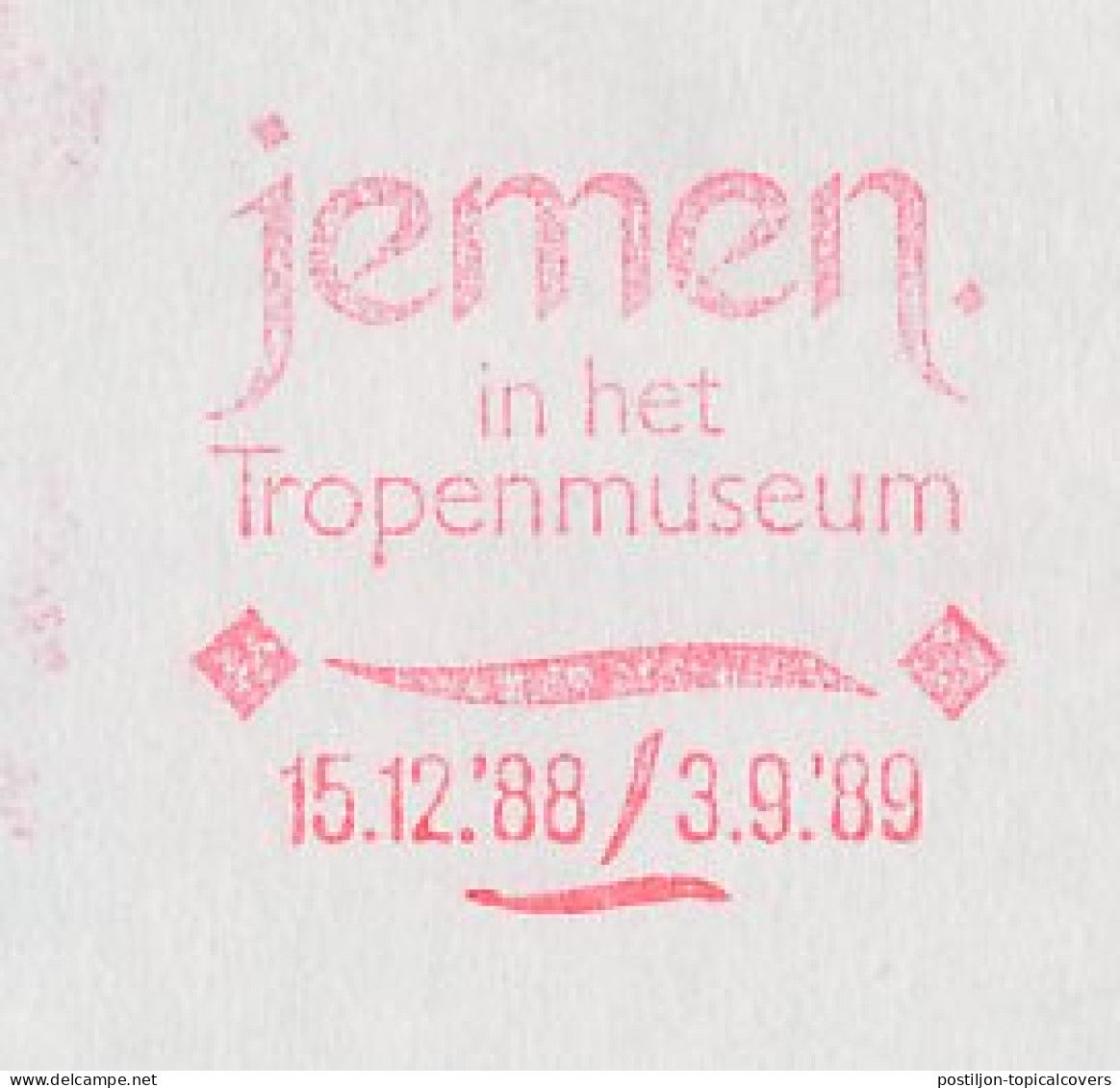Meter Cover Netherlands 1989 Jemen / Yemen - Exhibition Tropical Museum - Non Classificati