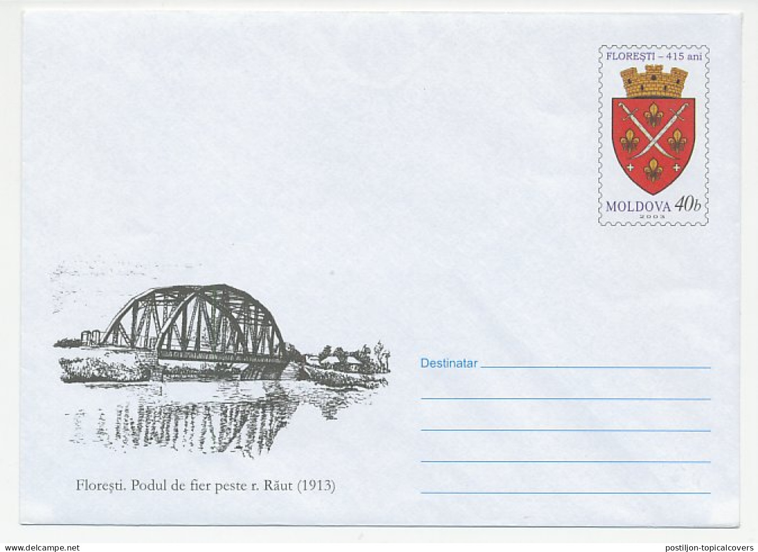 Postal Stationery Moldavia 2003 Bridge - Raut - Puentes