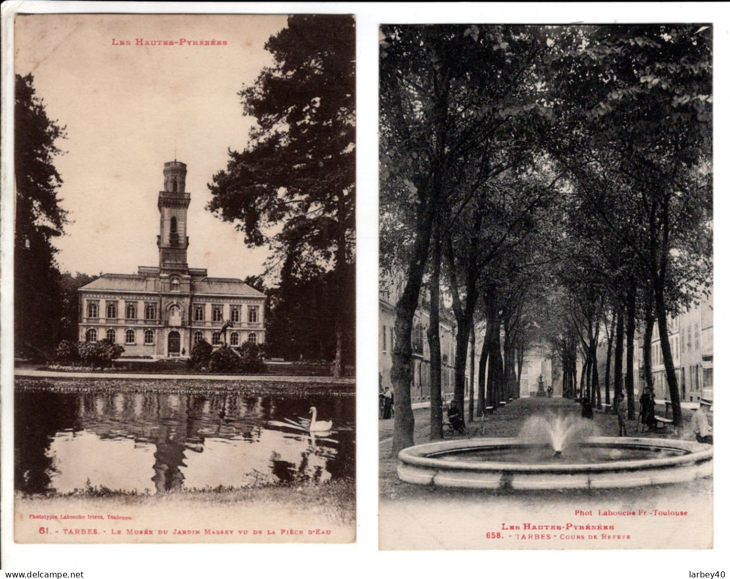 65 - Tarbes Fontaine Duvigneau - Musee - Cours De Refeye - 3 Cartes Postales Ancienne - Tarbes