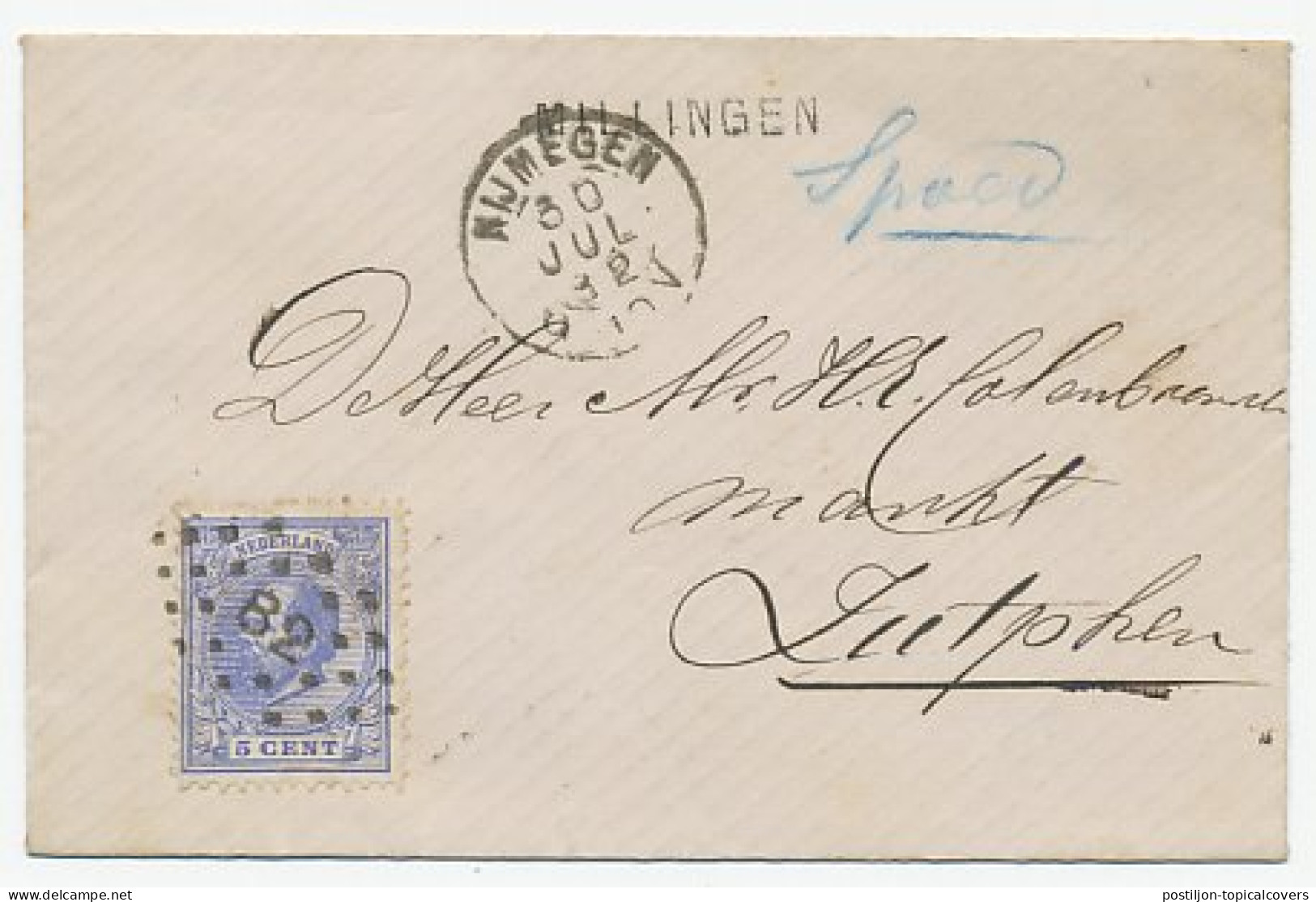 Naamstempel Millingen 1882 - Storia Postale