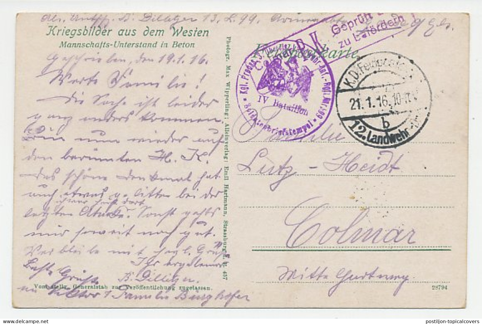 Fieldpost Postcard Germany / France 1916 Soldiers - Writing - WWI - WW1