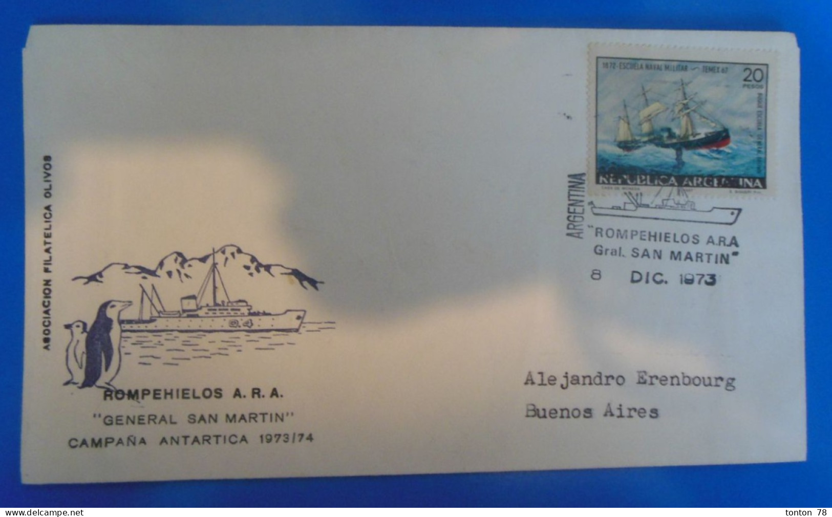 LETTRE D' ARGENTINE  -  COMPAGNIE ANTARTICA - Briefe U. Dokumente