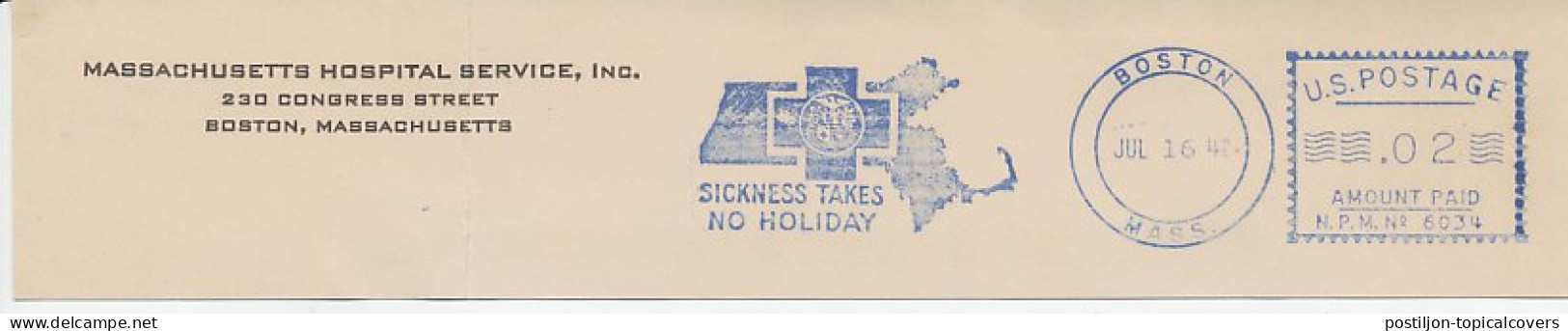 Meter Top Cut USA 1942 Sickness - Hospital - Red Cross - Sonstige & Ohne Zuordnung