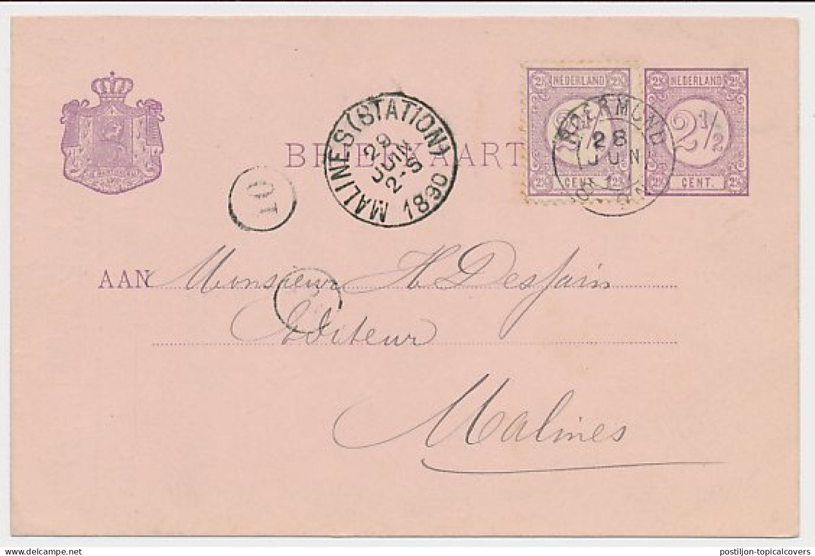 Briefkaart G. 23 Particulier Bedrukt Roermond - Belgie 1890 - Entiers Postaux