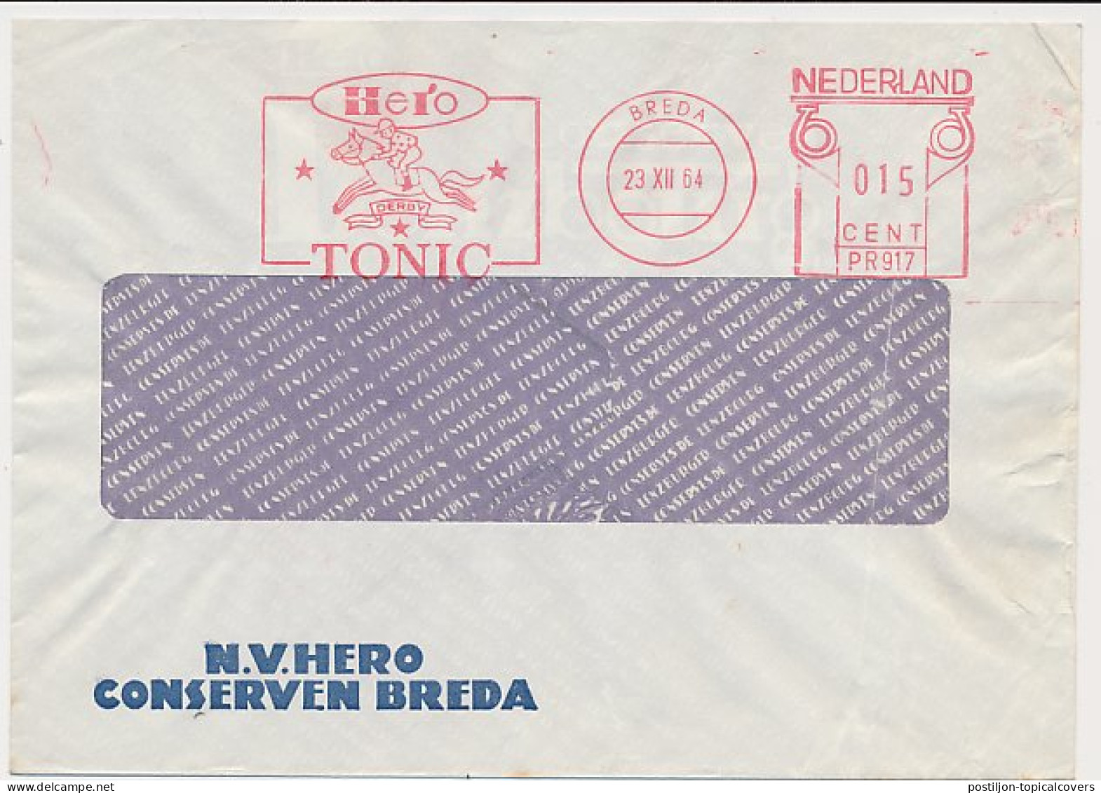 Meter Cover Netherlands 1964 Horse Race - Derby - Breda - Ippica