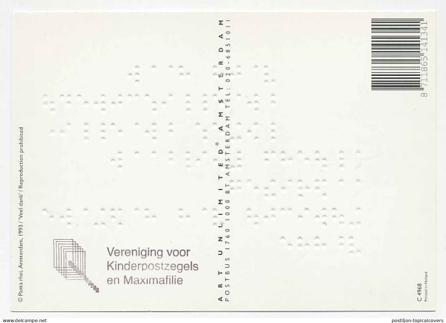 Maximum Card Netherlands 1981 100 Years Of Braille - Thanks - Behinderungen