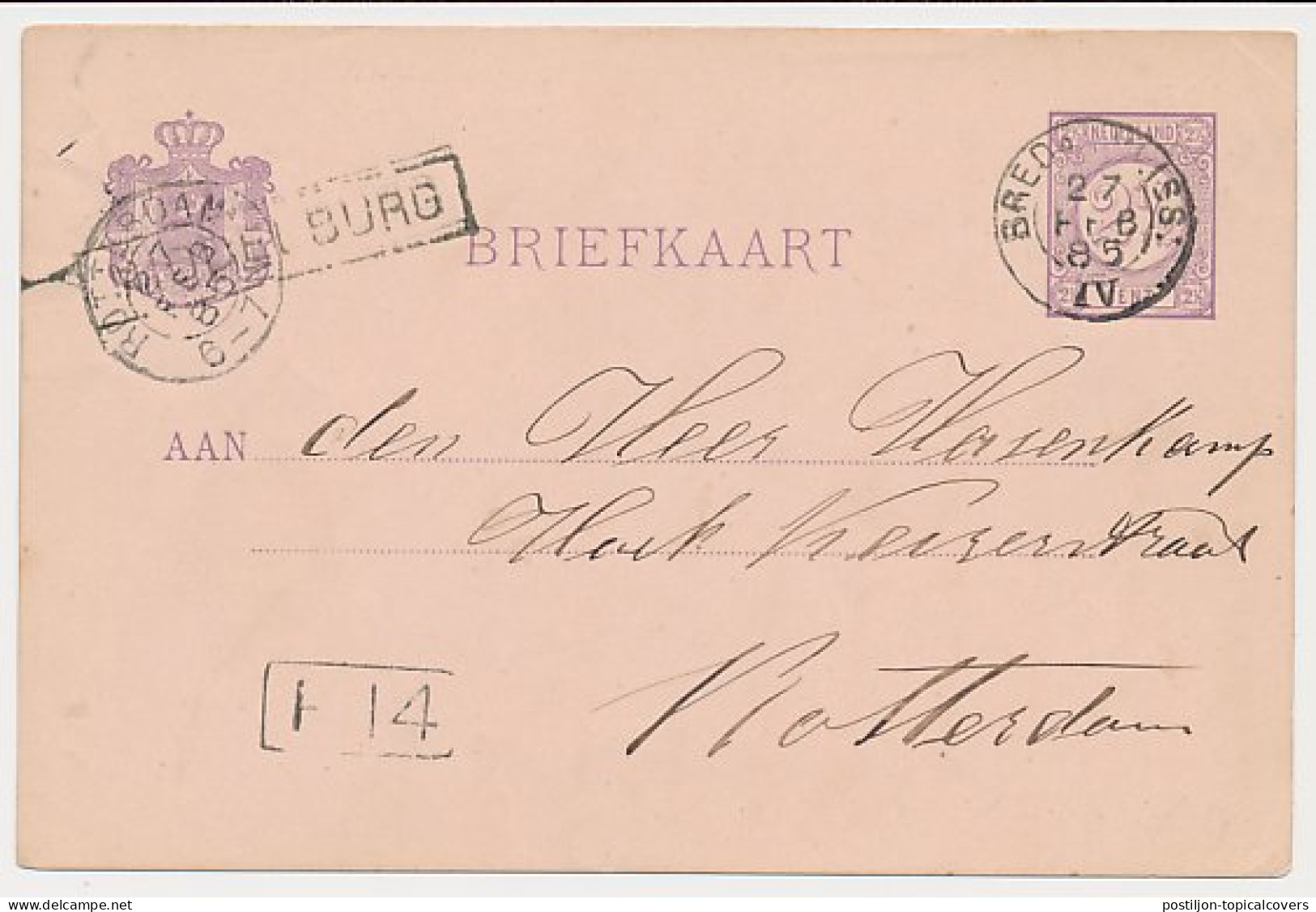 Trein Haltestempel Middelburg 1885 - Briefe U. Dokumente