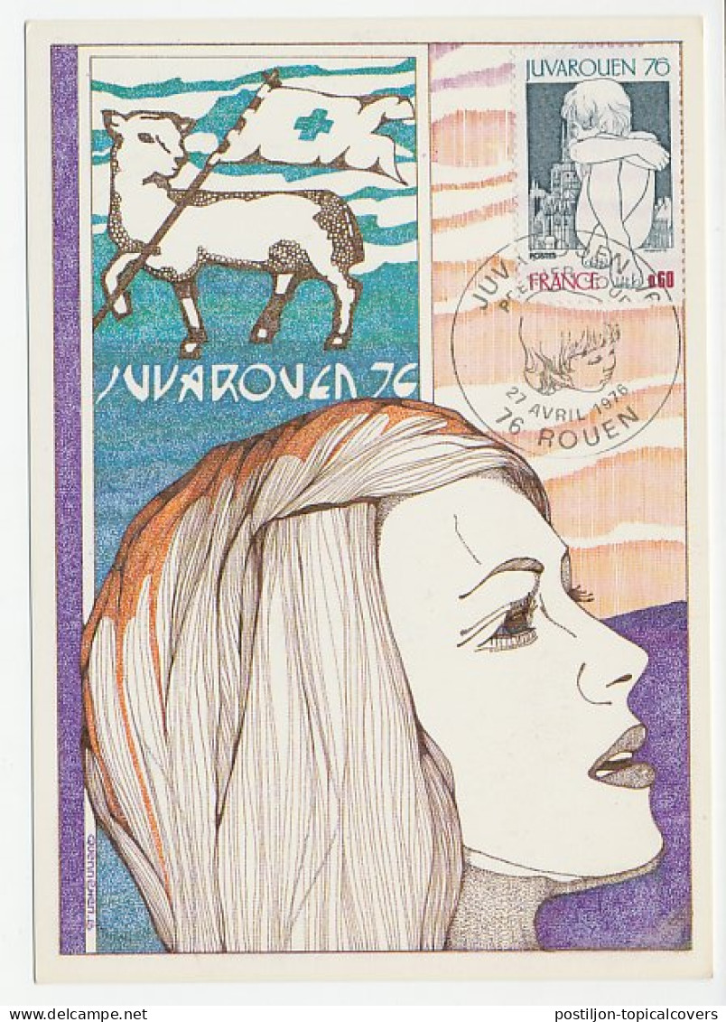 Maximum Card France 1976 Girl - Rouen - Autres & Non Classés