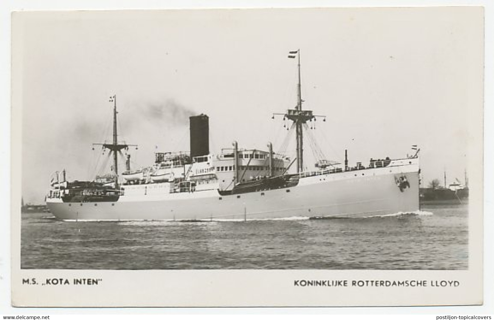 Prentbriefkaart Rotterdamsche Lloyd - M.S. Kota Inten 1950 - Steamers