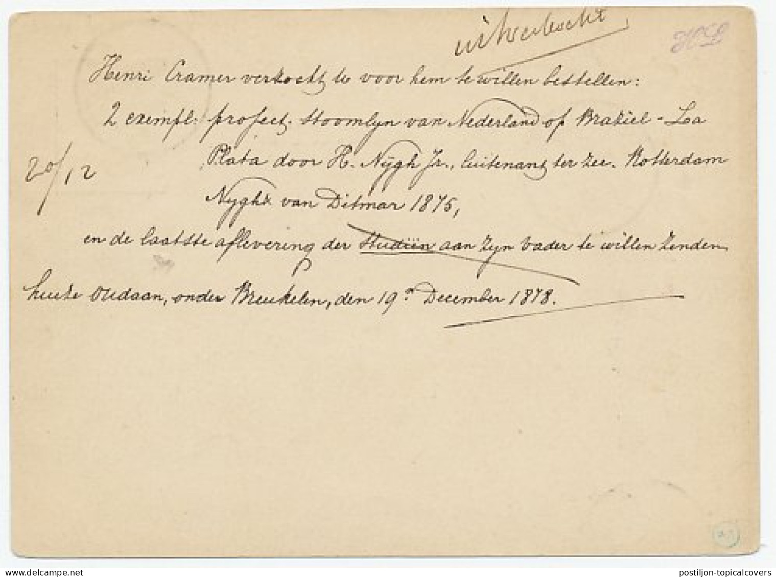 Naamstempel Breukelen 1878 - Storia Postale