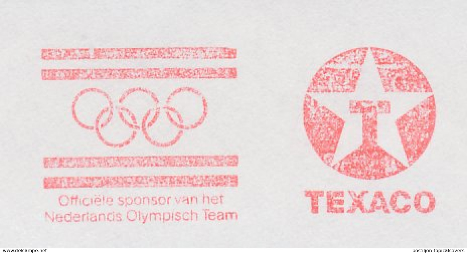 Meter Cut Netherlands 1991 Texaco - Official Sponsor Of The Dutch Olympic Team - Autres & Non Classés