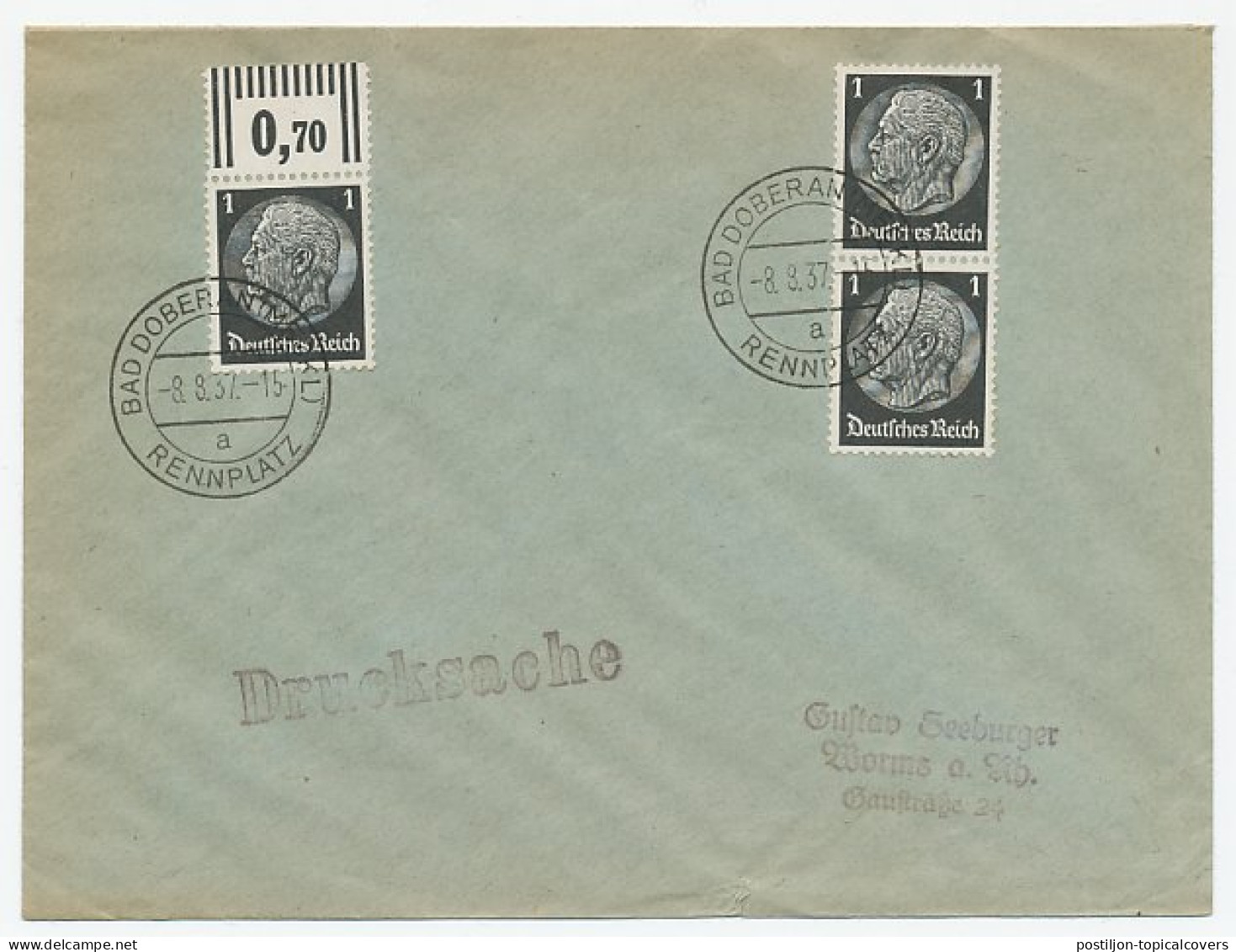 Cover / Postmark Deutsches Reich / Germany 1937 Racing Course - Hippisme