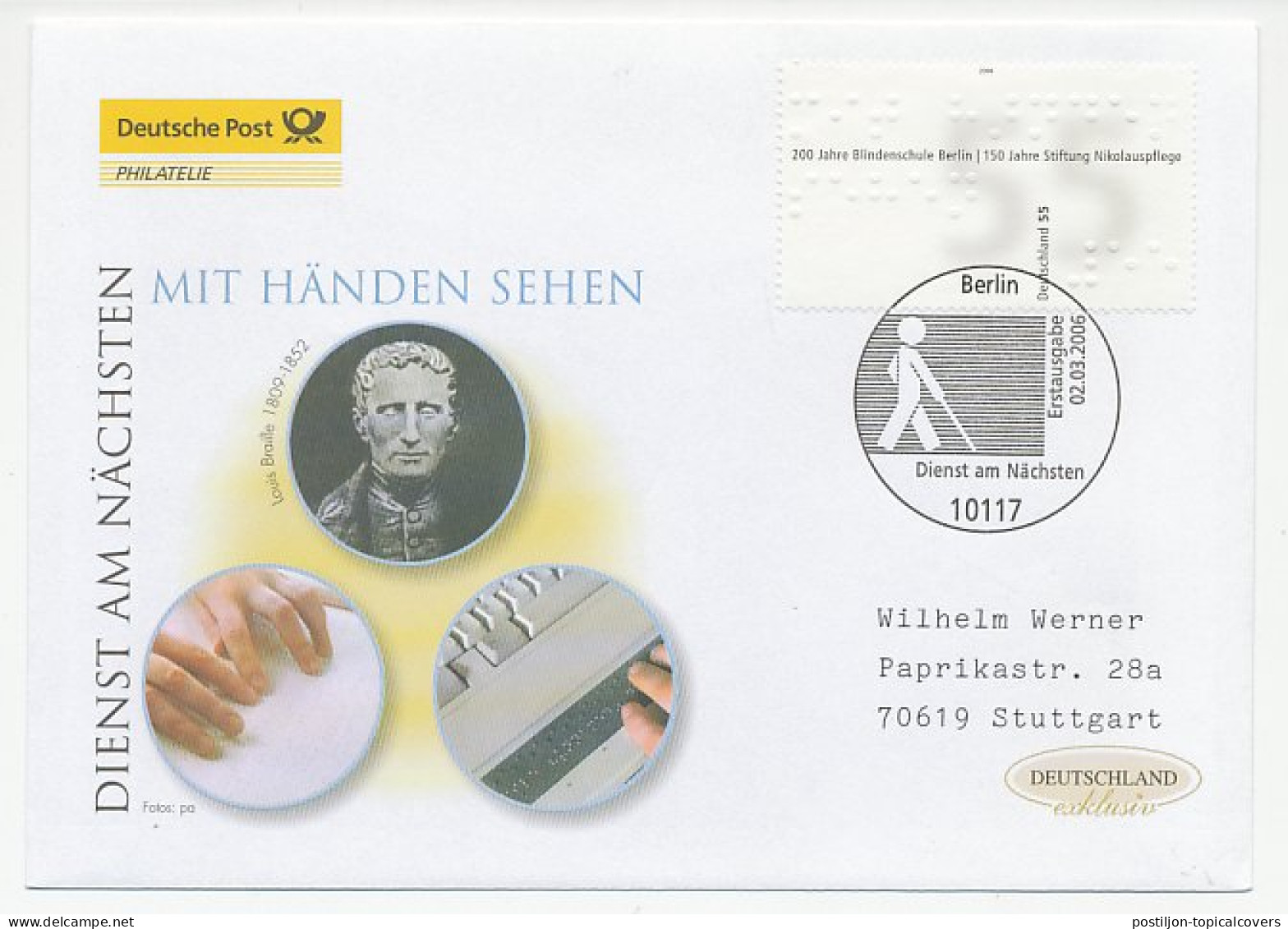Cover / Postmark Germany 2006 Braille - Blind - Handicaps