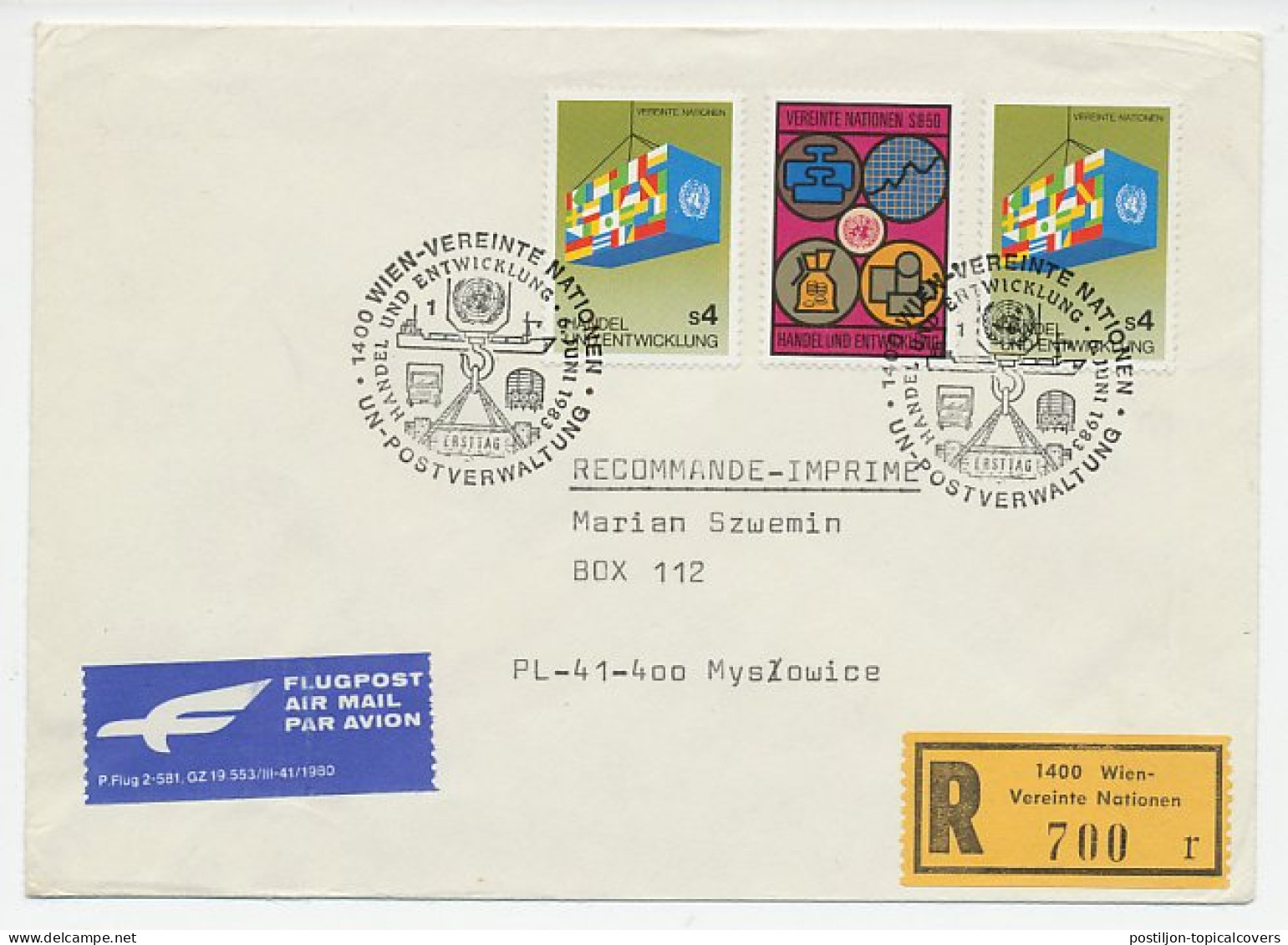 Registered Cover / Postmark United Nations 1983 Trade - Development - Non Classificati