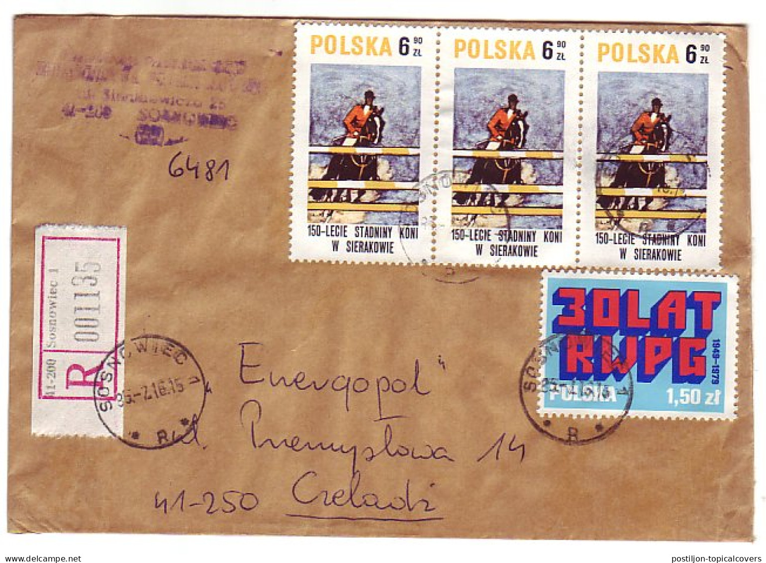 Registered Cover Poland 1985 Horse Jumping - Hippisme