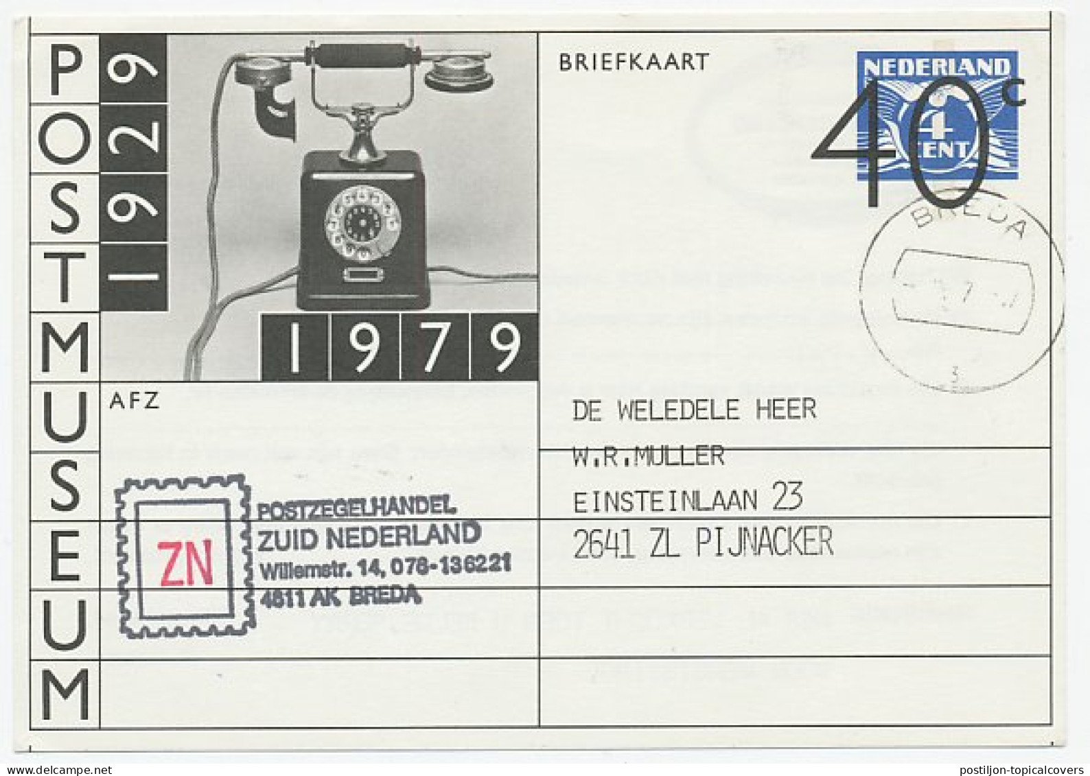 Briefkaart G. 357 Particulier Bedrukt Breda 1979 - Postal Stationery